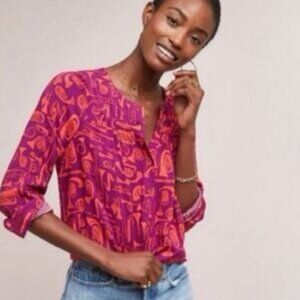 Anthropologie Toot Your Horn 22 of 52 Conversations Instrumet Shirt Blouse  Size